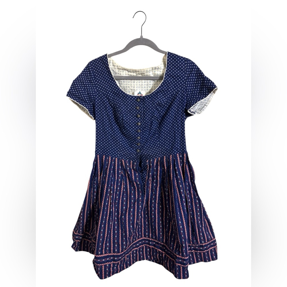Heller Dirndl German Navy Blue Dress Size 46‎